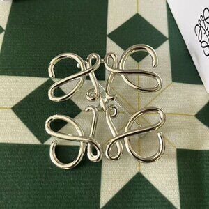 Brand New Authentic LOEWE Anagram Silver-Tone Brooch with Original Box